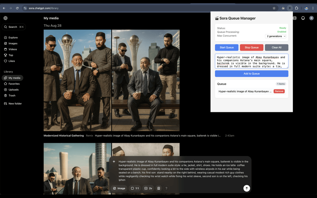 Sora Queue – Batch Manager for Sora & Google Flow - 截图 1
