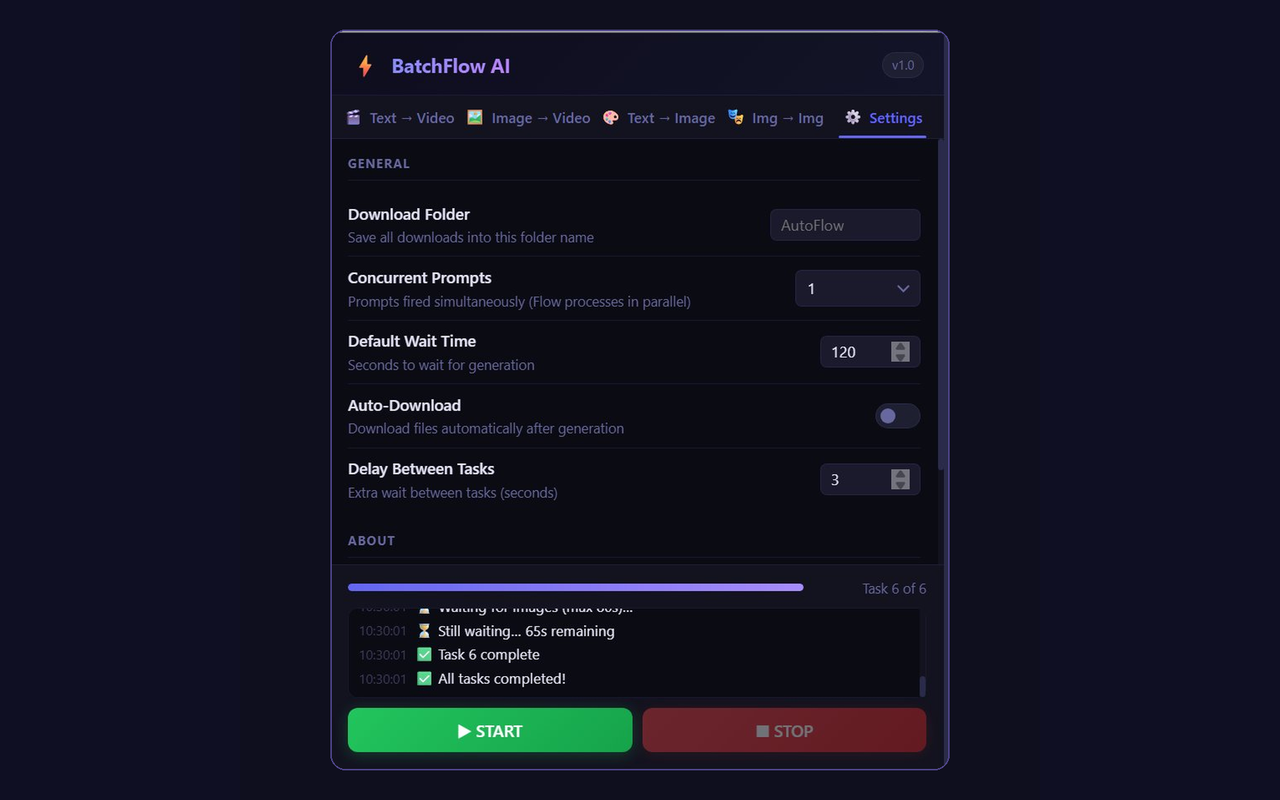 BatchFlow AI - Auto Veo 3, Nano Banana & Bulk Generator for Google Flow - 截图 5