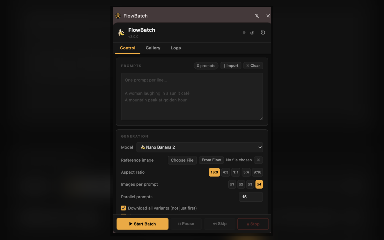 FlowBatch — Batch Image Generator for Google Flow - 截图 1
