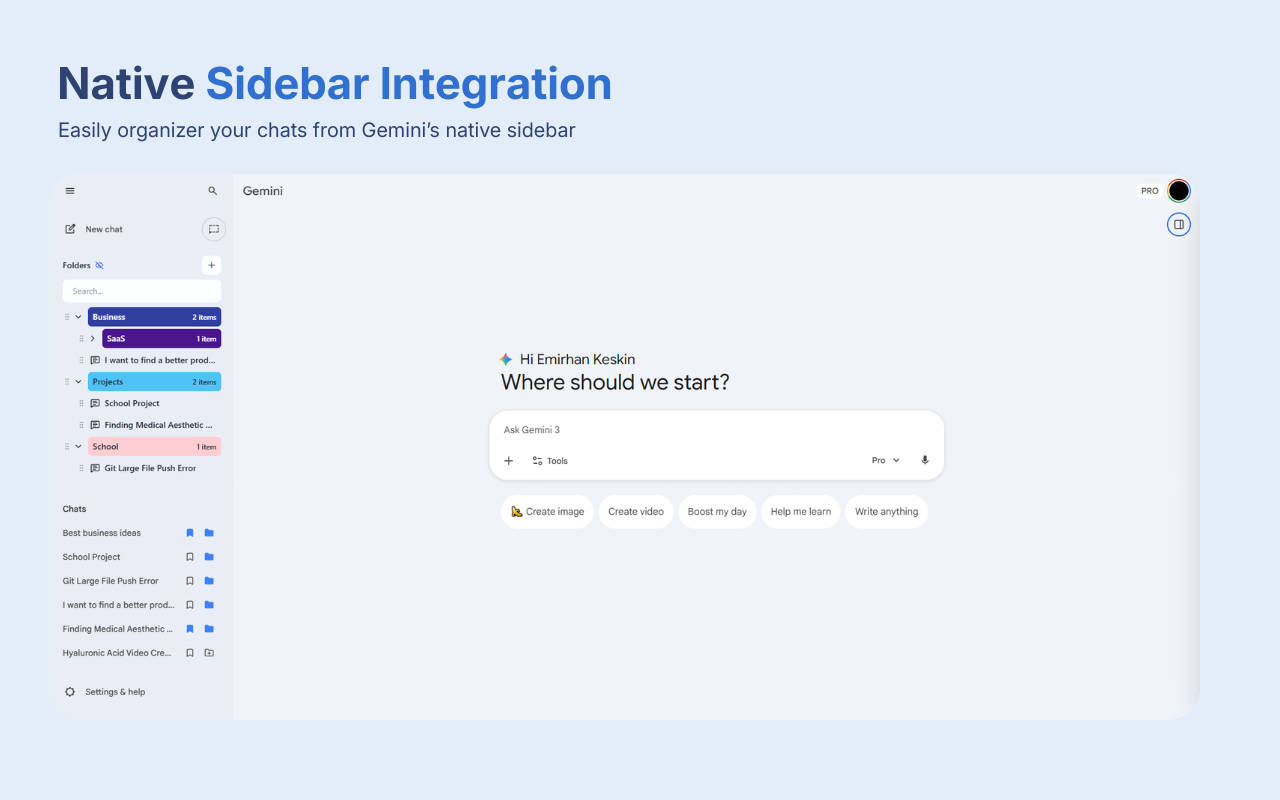 Gemini Folders, Bookmarks & Search - Gemfolders: Chat Organizer - 截图 1