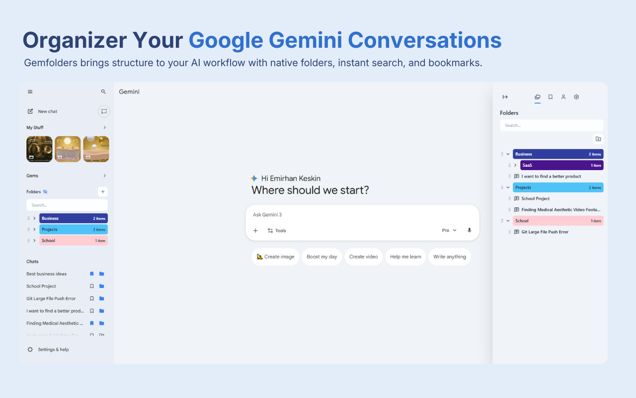 Gemini Folders, Bookmarks & Search - Gemfolders: Chat Organizer - 截图 2