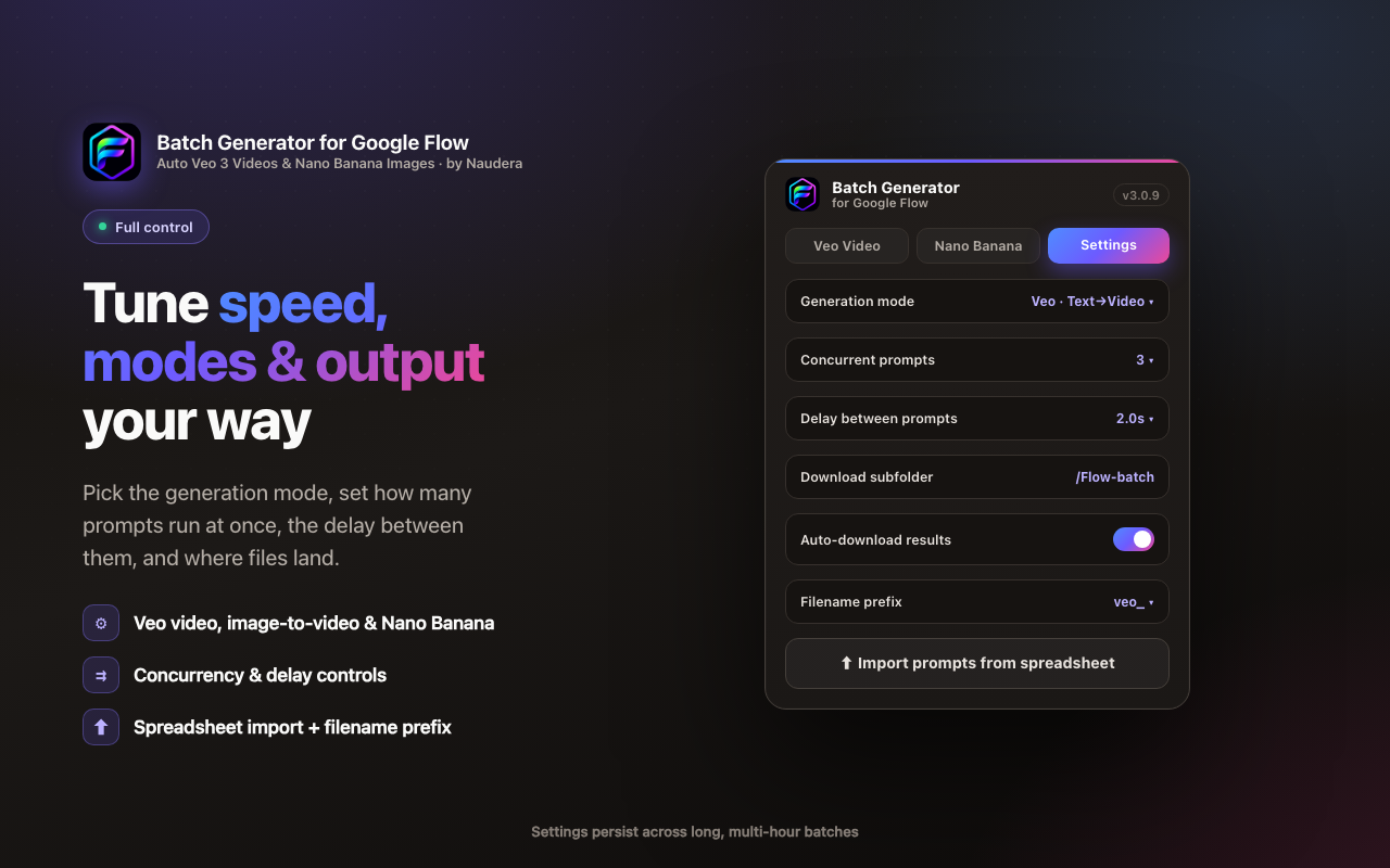 Batch Generator for Google Flow - Auto Veo 3 Videos & Nano Banana Images - 截图 2
