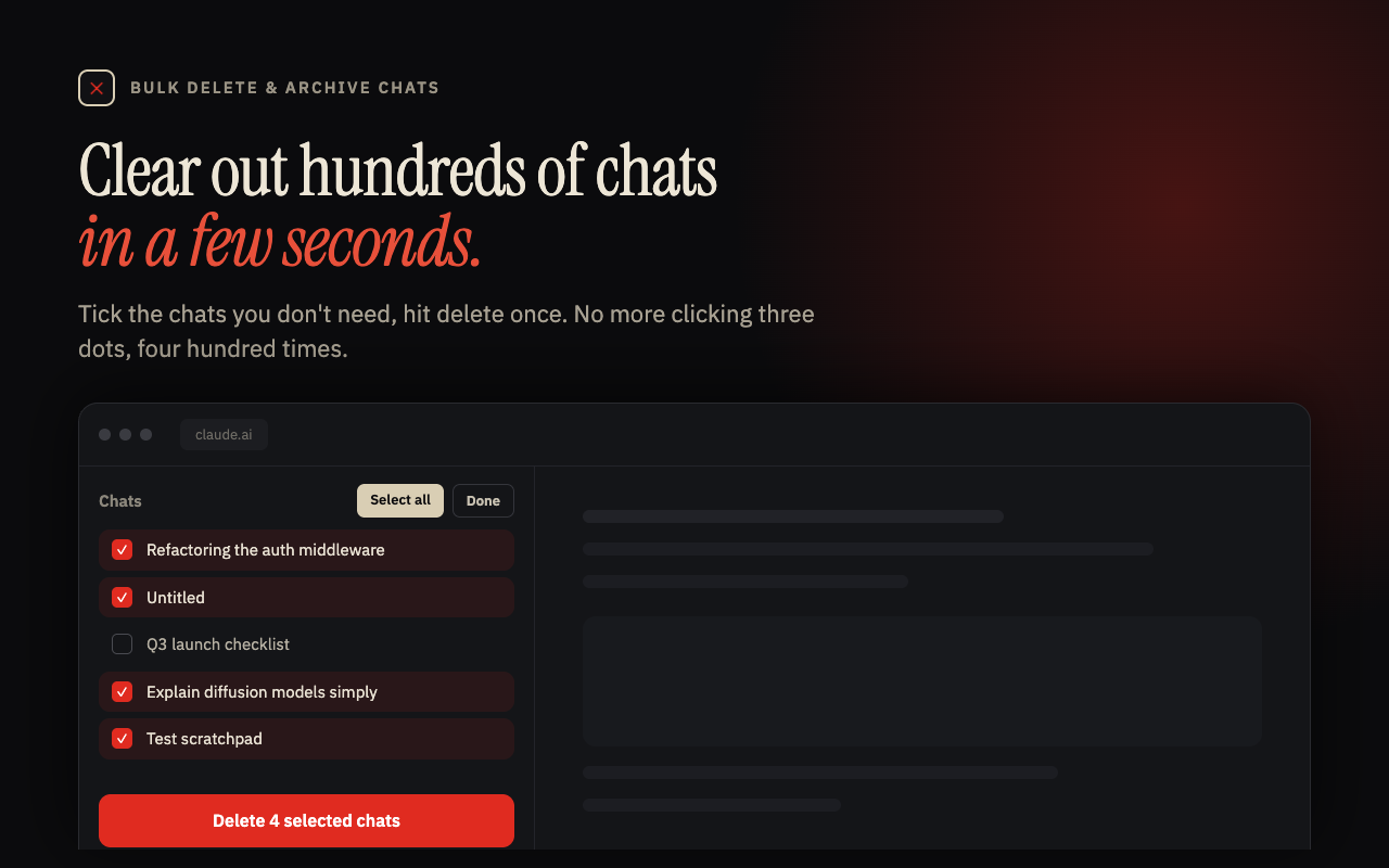 Bulk Delete & Archive Chats — ChatGPT, Claude, Gemini - 截图 3