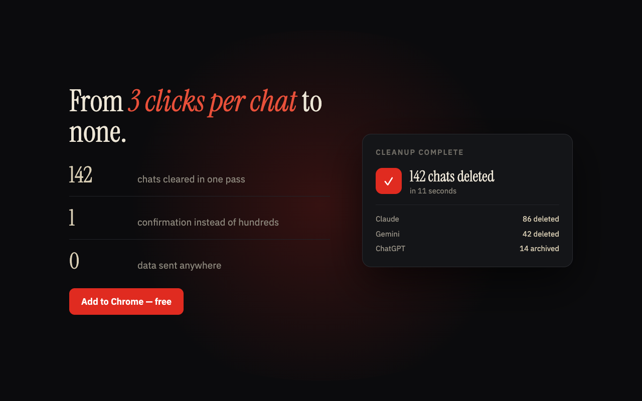 Bulk Delete & Archive Chats — ChatGPT, Claude, Gemini - 截图 4
