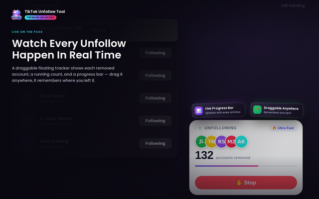 TikTok Unfollow Tool – Following & Friends - 截图 4
