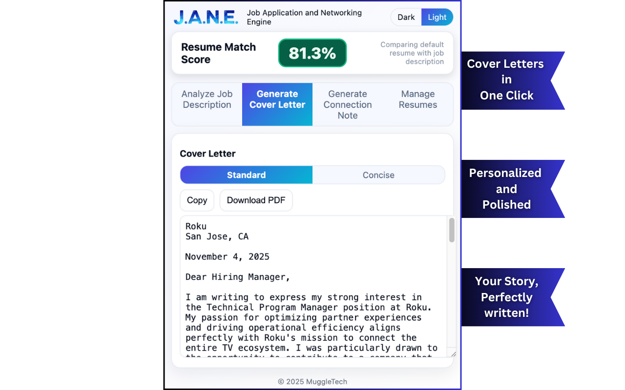 J.A.N.E. — Job Application and Networking Engine - 截图 3