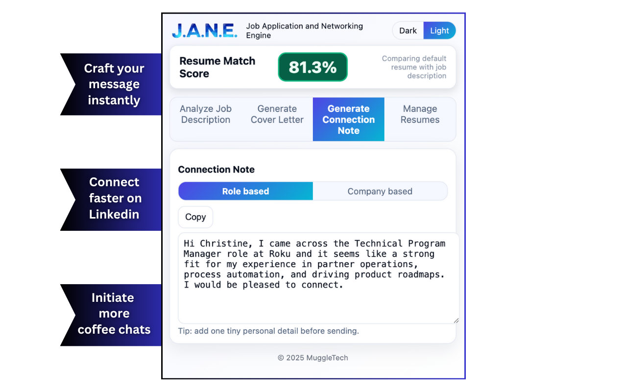 J.A.N.E. — Job Application and Networking Engine - 截图 5