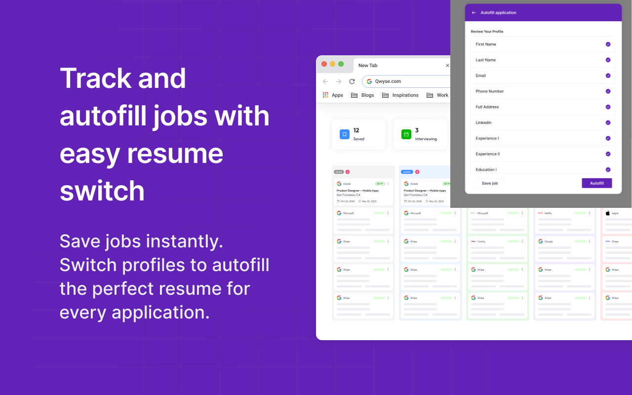 Qwyse: Job Tracker, Autofill , Top Resumes & Application Intelligence - 截图 3