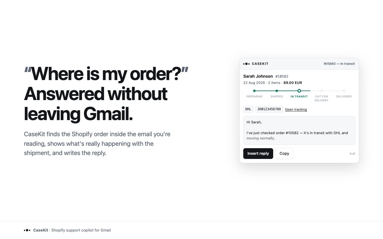 CaseKit — Shopify support copilot for Gmail - 截图 2