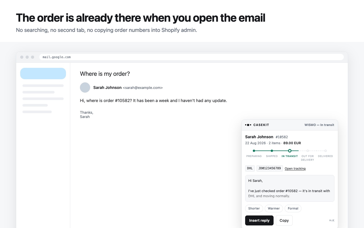 CaseKit — Shopify support copilot for Gmail - 截图 5