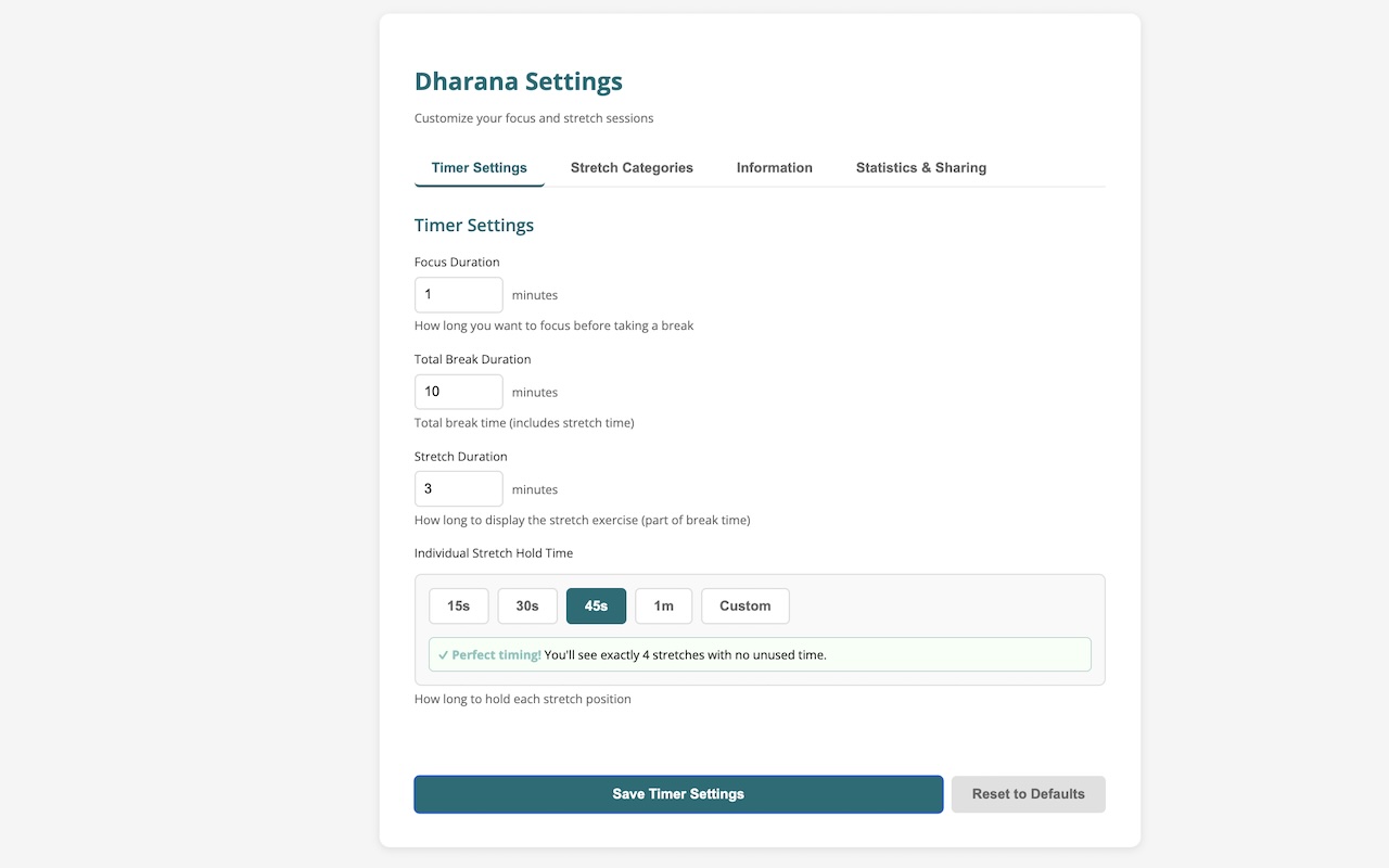Dharana - Productivity & Stretch Timer - 截图 2