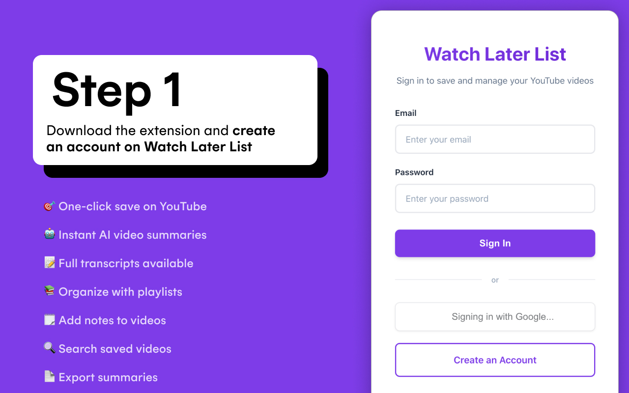 Watch Later List - YouTube Summarizer & Save Videos To Playlists - 截图 5
