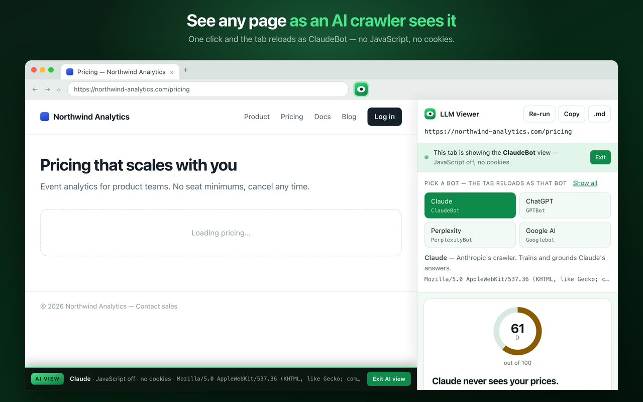 LLM Viewer — See your page as an AI crawler - 截图 3