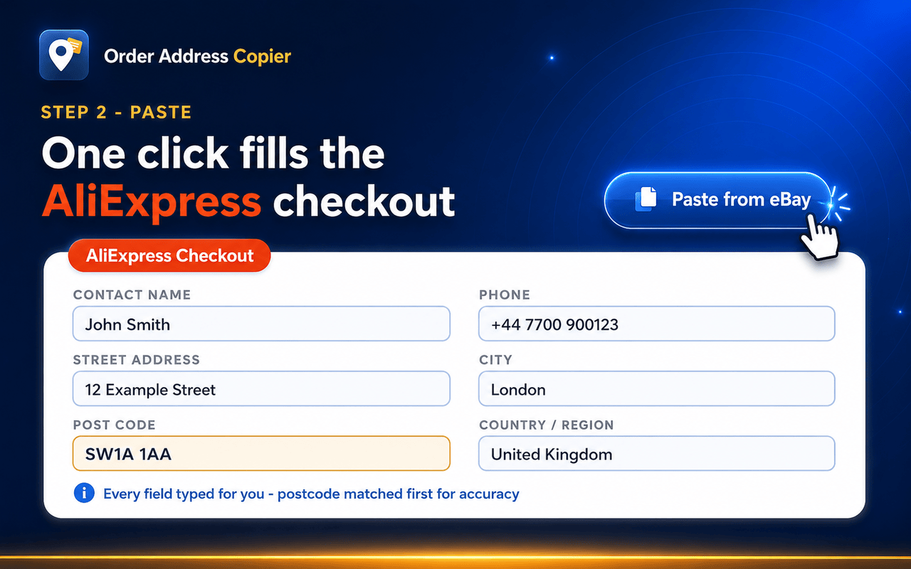 Order Address Copier - eBay to AliExpress - 截图 3