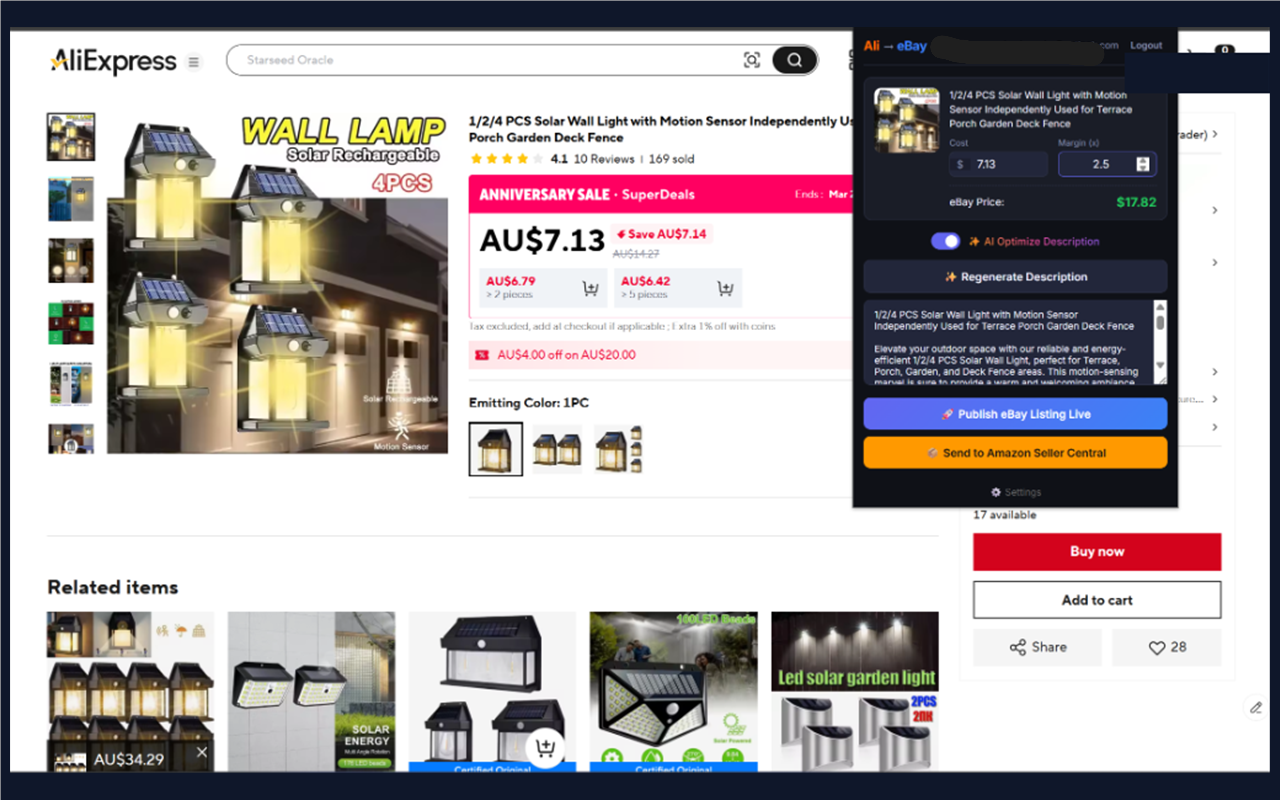 AliExpress to eBay Dropshipping Lister - 截图 1
