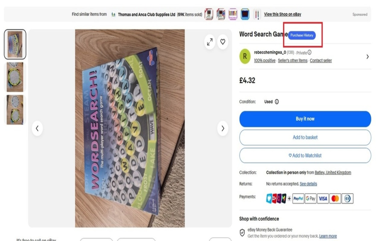 Ebay - Sold History button - 截图 3