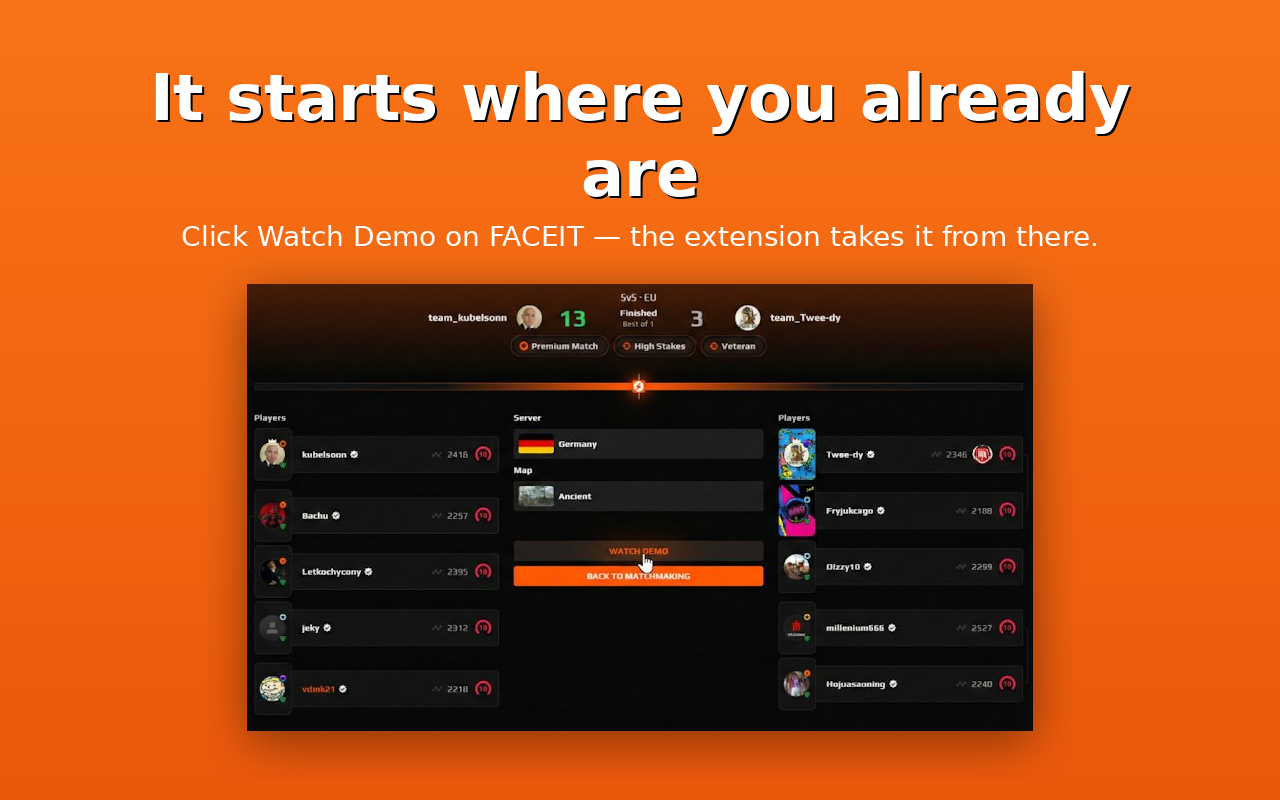 FaceIT Demo Auto Manager - 截图 1