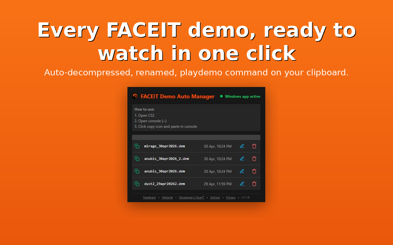 FaceIT Demo Auto Manager - 截图 5