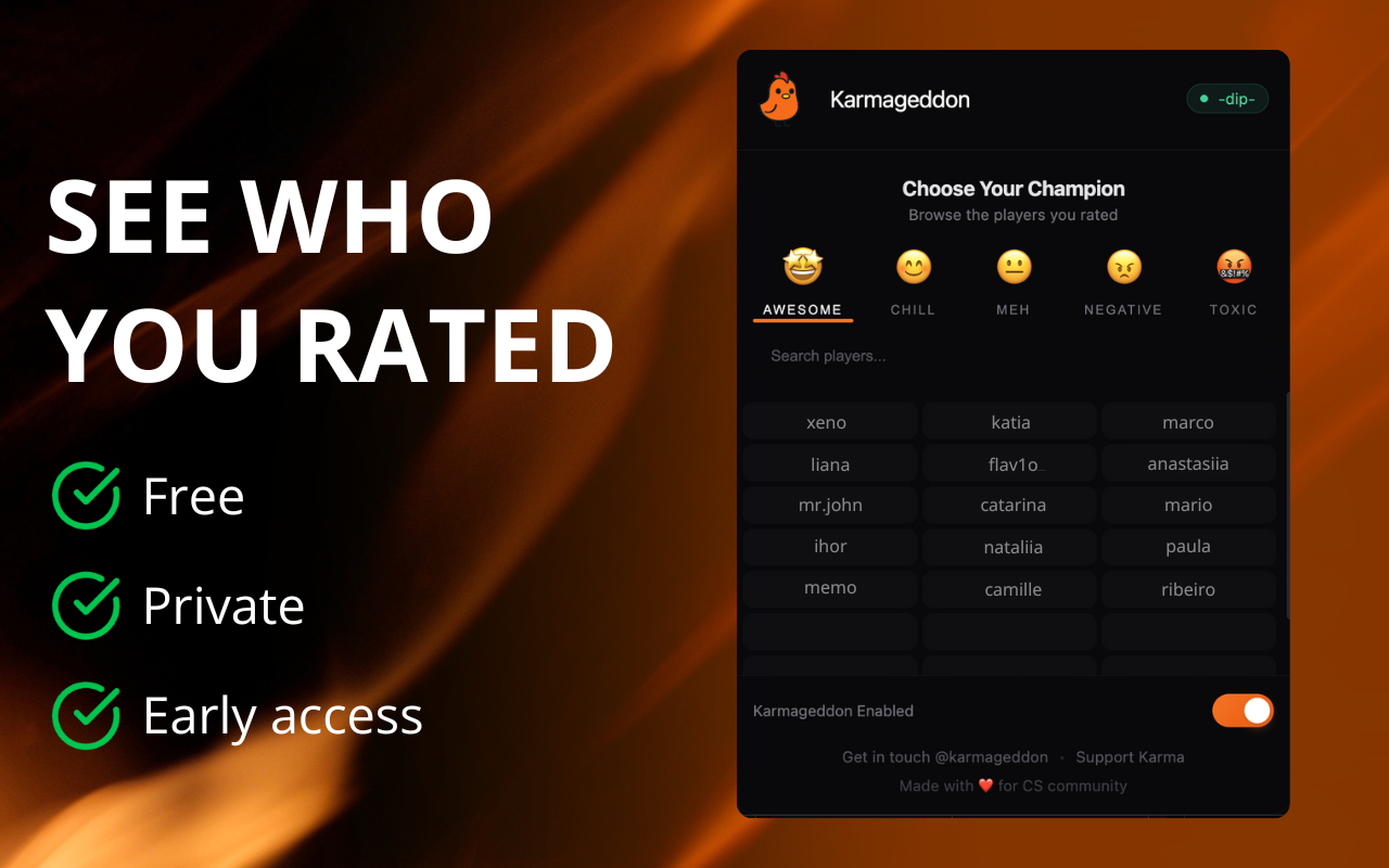 Karmageddon for FACEIT | Rate your CS2 Teammates - 截图 1