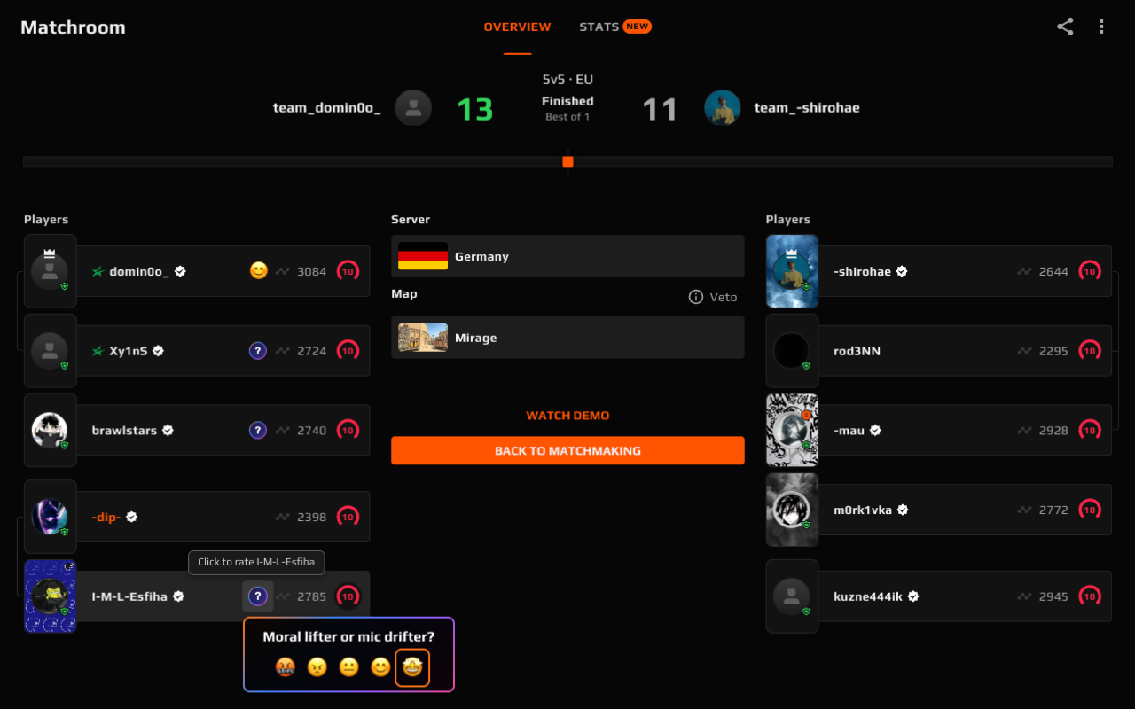 Karmageddon for FACEIT | Rate your CS2 Teammates - 截图 5