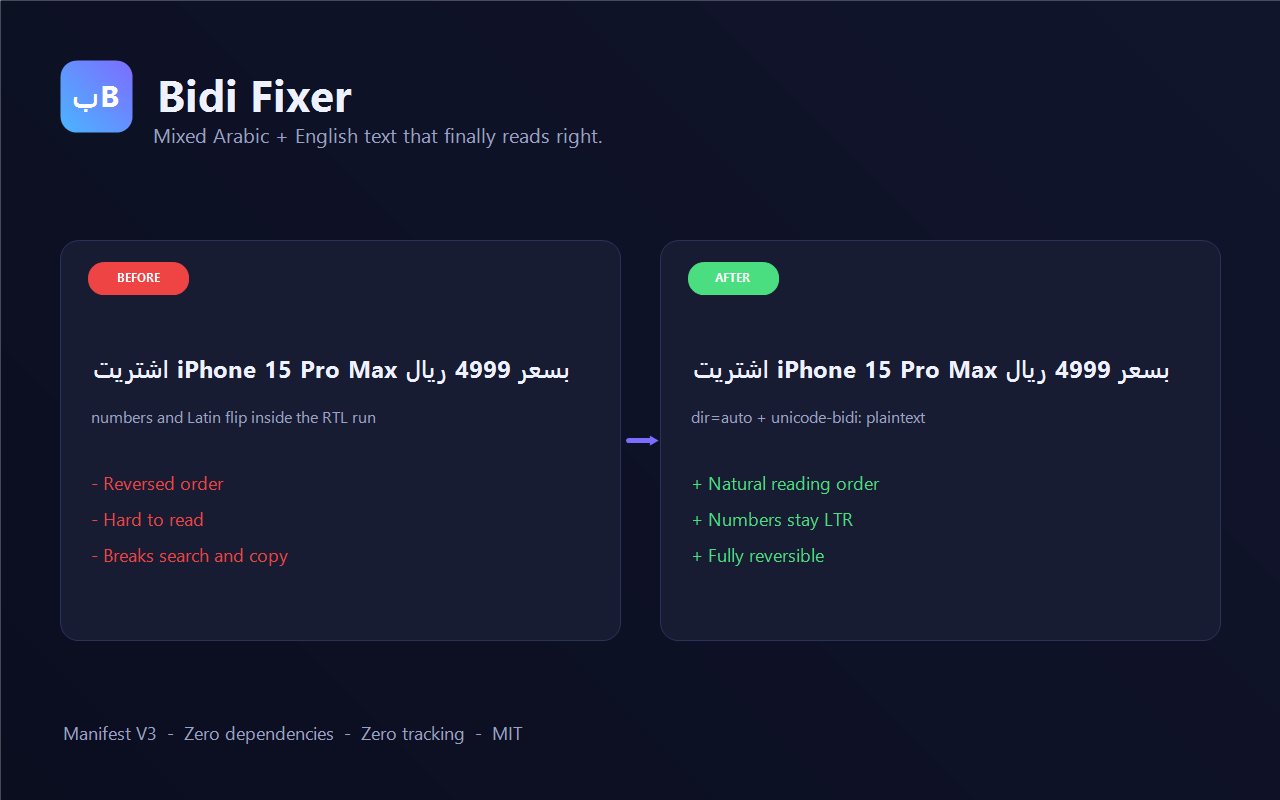 Bidi Fixer - 阿拉伯语/英语文本 - 截图 2