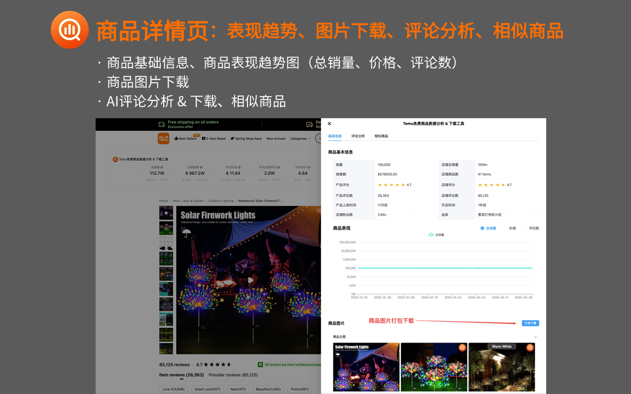 THunt - Temu™永久免费商品数据分析 & 下载工具 - 截图 3