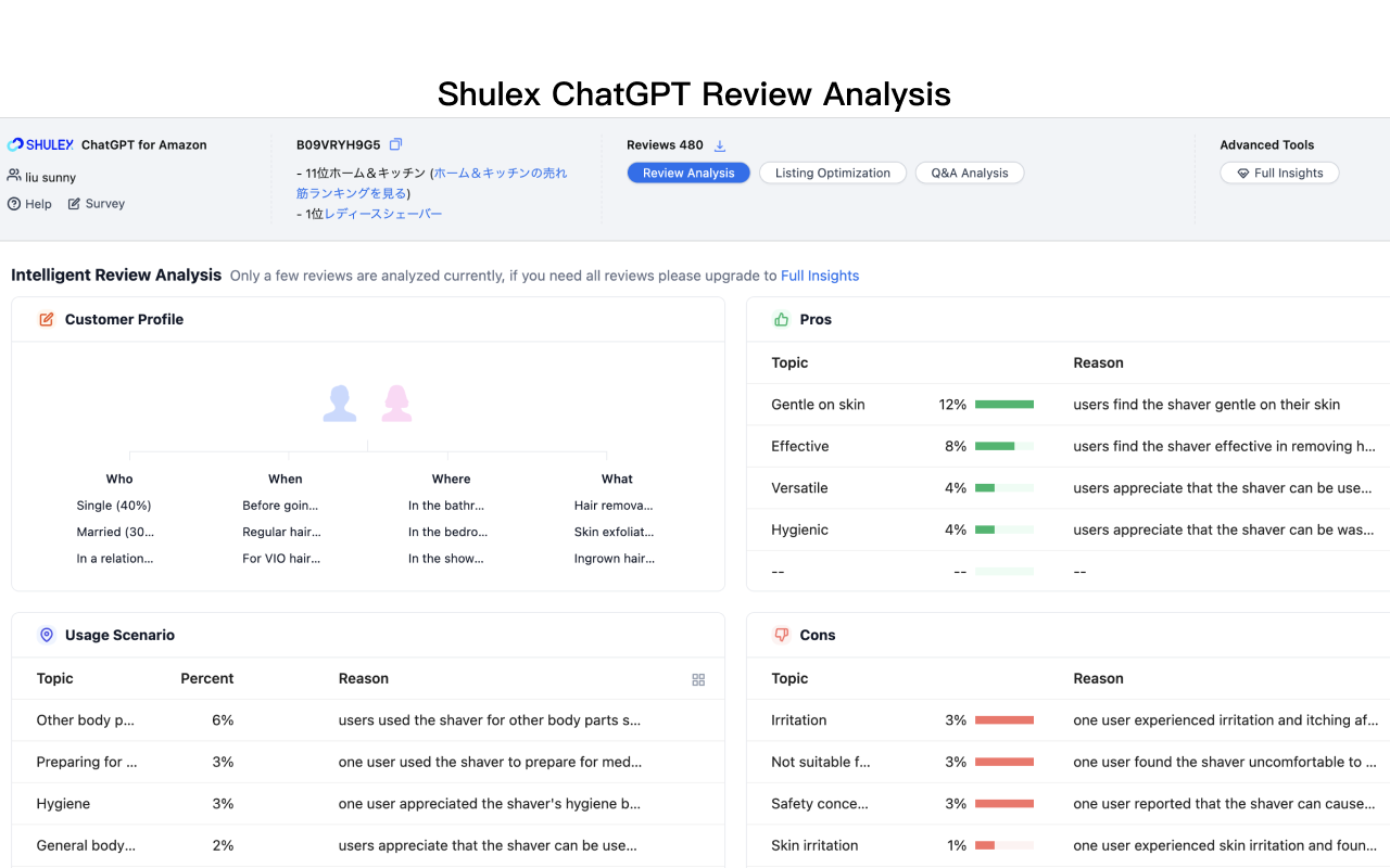 Shulex ChatGPT E-commerce Sidebar with Helium10 - 截图 3