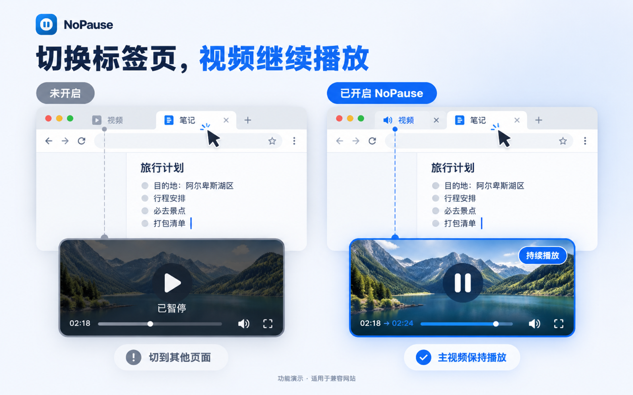 NoPause - 网页播放器防暂停 - 截图 4