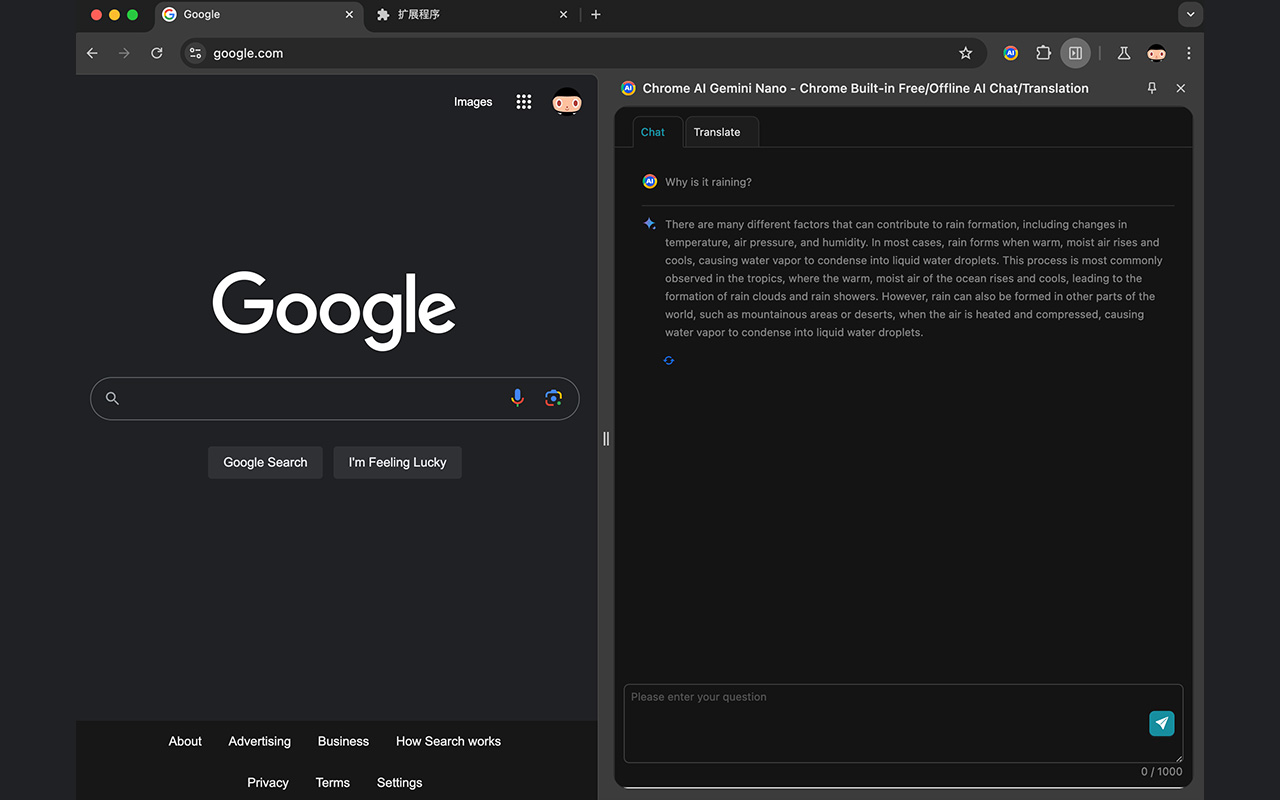 Chrome AI - Chrome 内置离线 AI 对话/翻译 - 截图 1