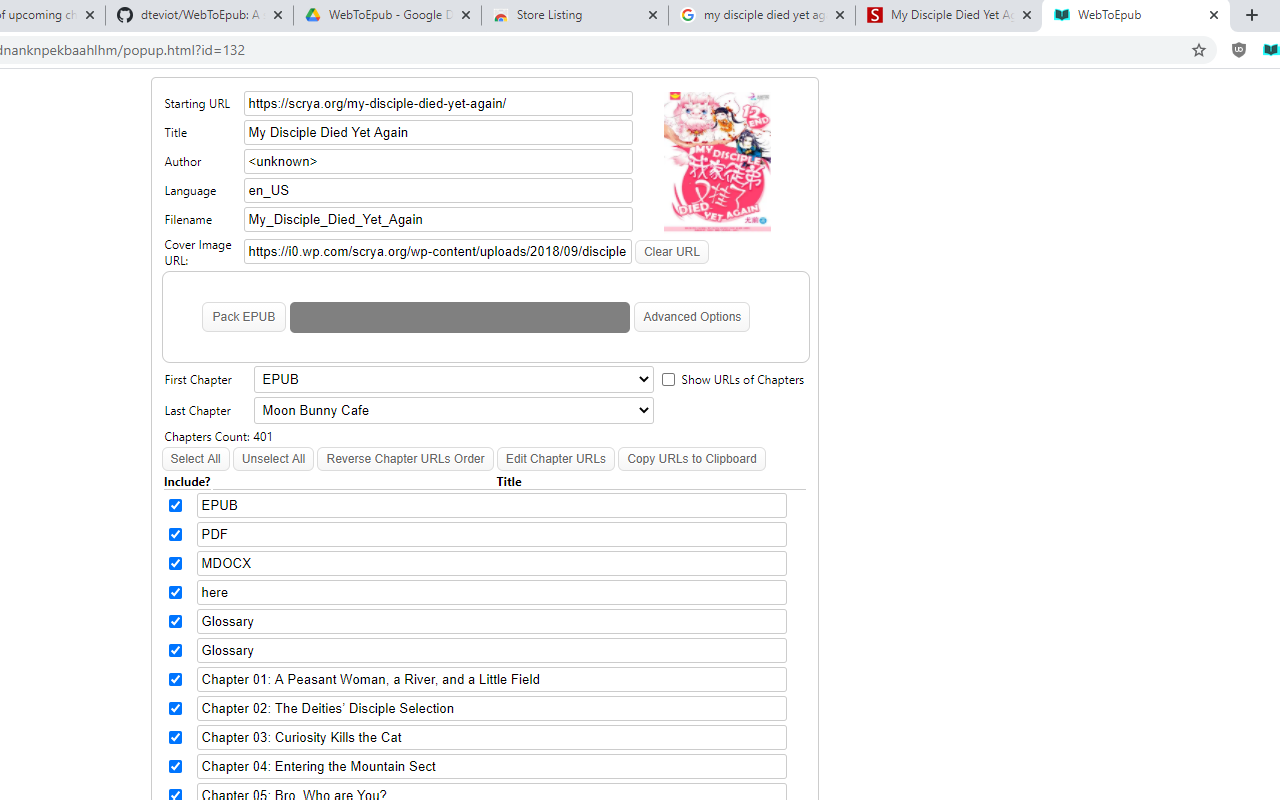 WebToEpub - 截图 1