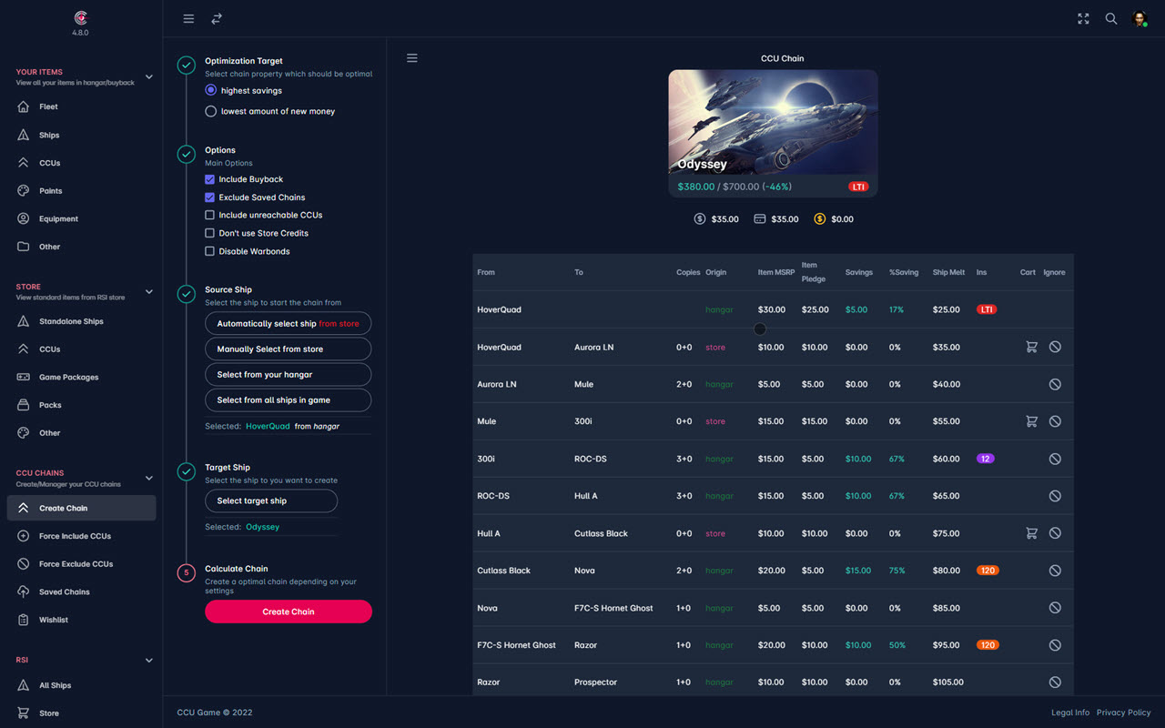 Star Citizen CCU Game - 截图 2