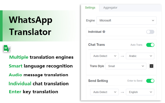 WhatsApp翻译助手 - 实时翻译WhatsApp消息,语音翻译与音频转文字 - 截图 2