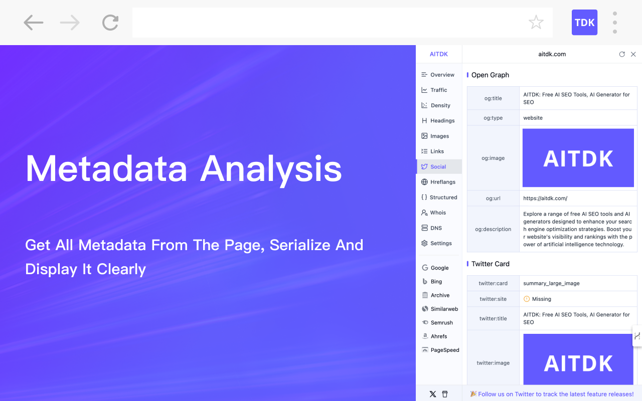 AITDK SEO Extension - 流量/关键词/Whois/SEO分析器 - 截图 4