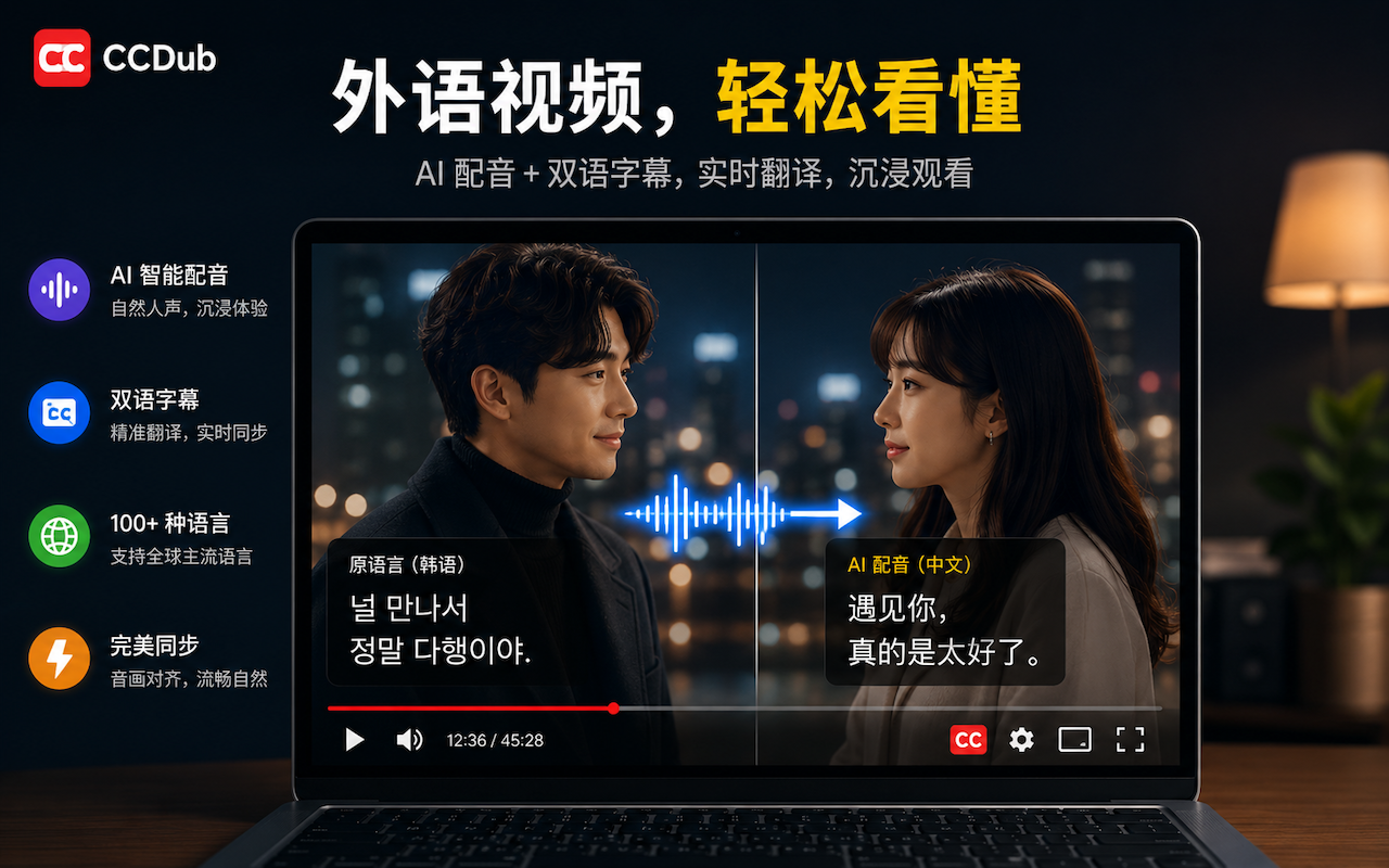 CCDub - YouTube 字幕翻译与中文 AI 配音 - 截图 1