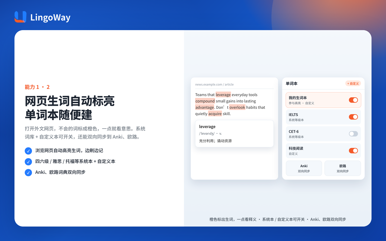 LingoWay - 浏览网页记单词 - 截图 4