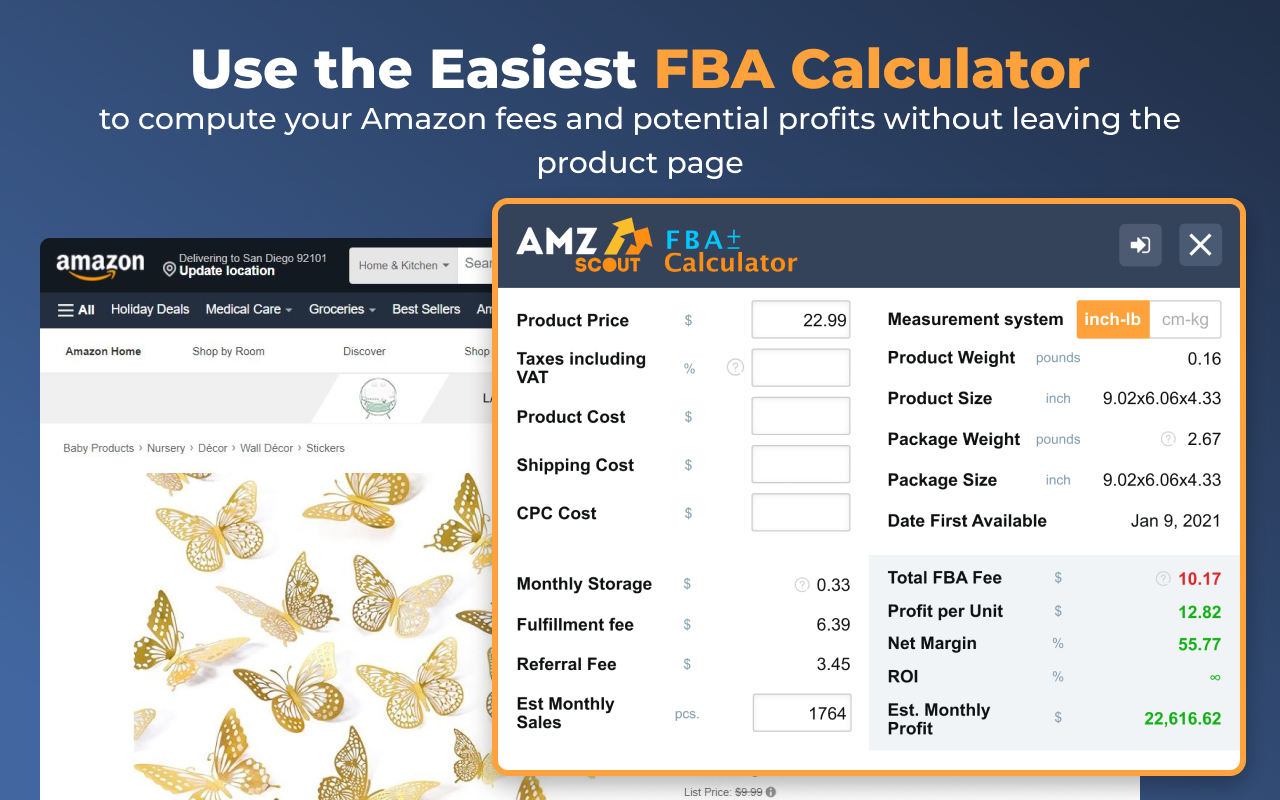 AMZScout免費提供的Amazon FBA計算器 - 截图 2