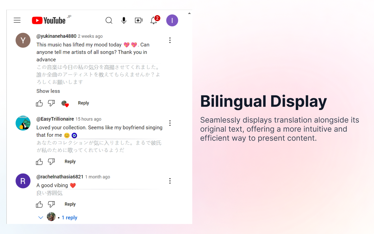 YouTube™ 评论翻译 Pro - 沉浸式翻译·双语对照·实时自动翻译 - 截图 2