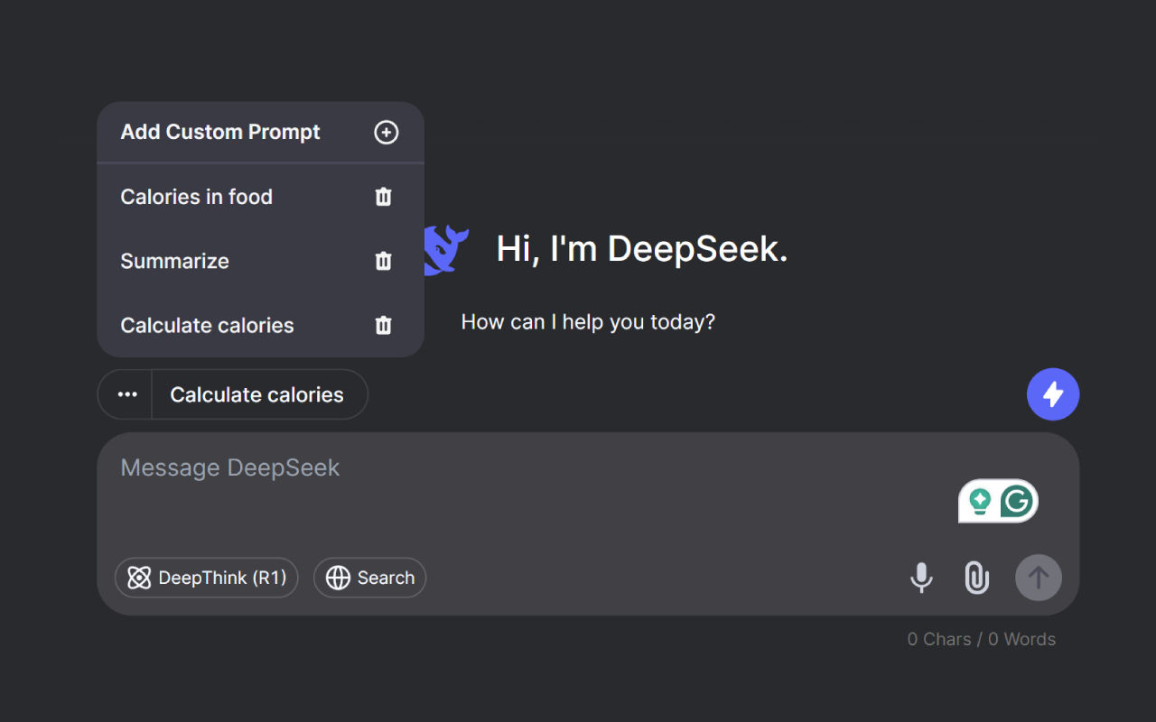 DeepSeek Bolt - Custom Prompts, Chat Export, & Speech To Text - 截图 2