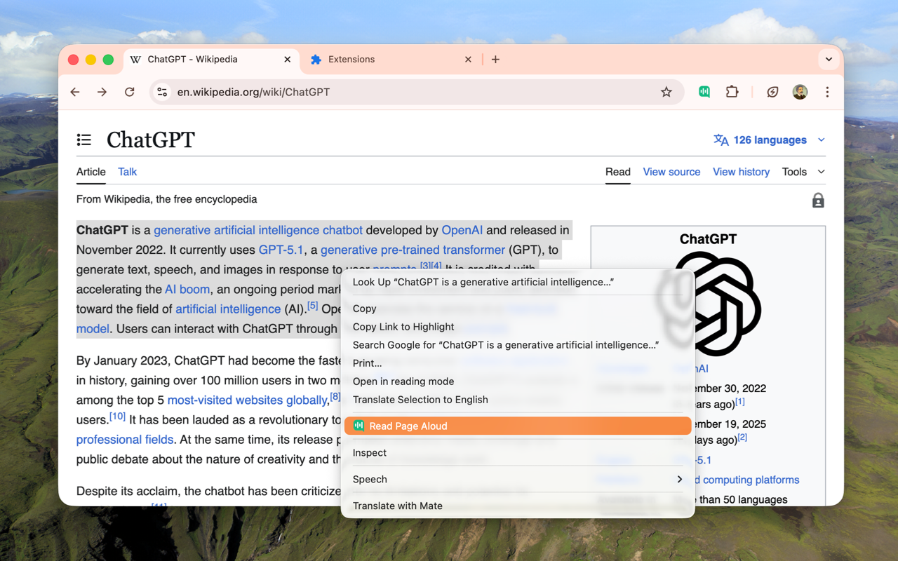 VoiceWave:ChatGPT、DeepSeek、Gemini 等的语音模式 - 截图 1