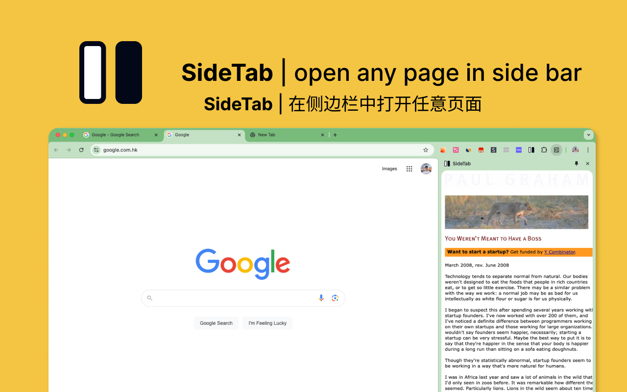 SideTab |浏览器侧边栏 open any page in side bar - 截图 3