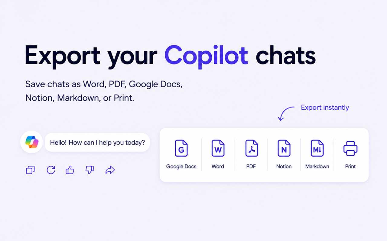 Microsoft Copilot 导出 PDF、Word、Google Docs 和 Notion — Chat Exporter - 截图 5
