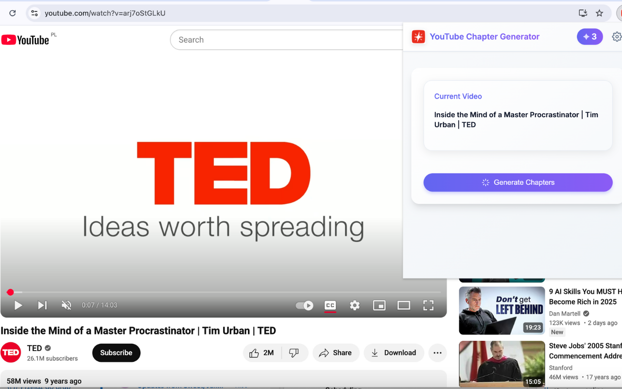 Chapters Pro: AI YouTube Chapter Generator - 截图 1