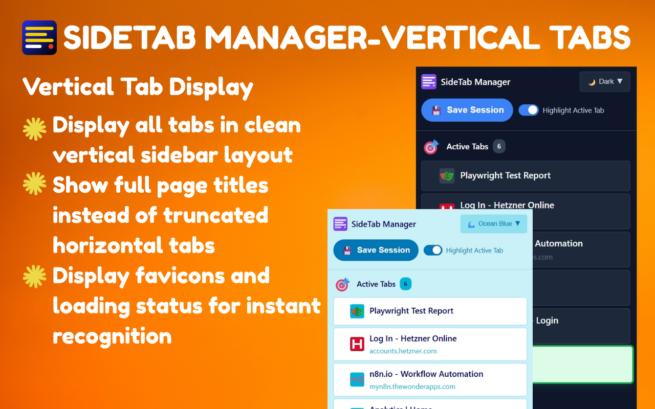 SideTab Manager - Vertical Tabs & Sessions - 截图 2