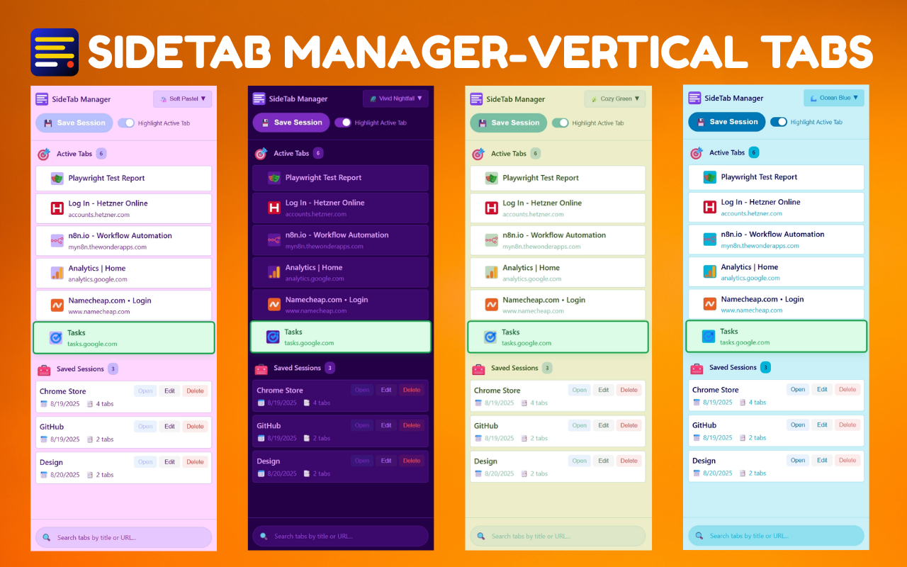 SideTab Manager - Vertical Tabs & Sessions - 截图 3
