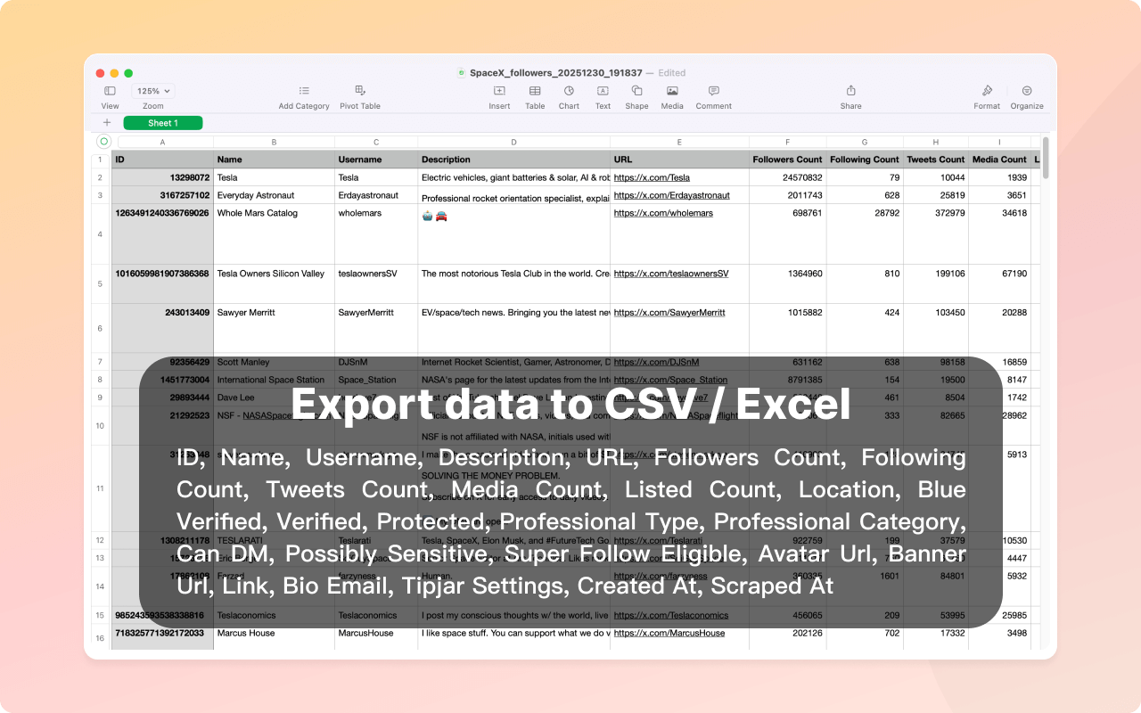 XFollowExporter - 导出X/Twitter粉丝和关注 - 截图 2
