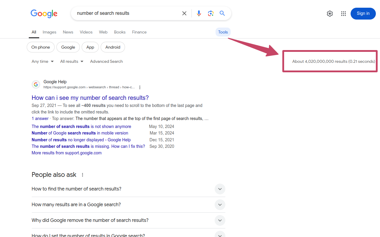 Google Search Results Number - 截图 1