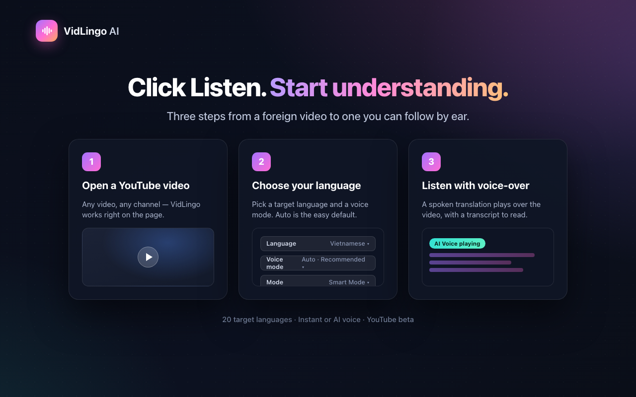 VidLingo AI - YouTube Translator & Voice Dubbing - 截图 4