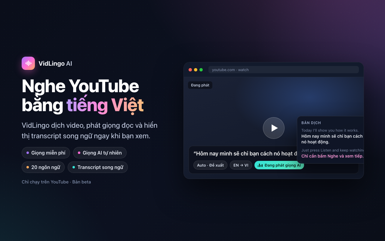 VidLingo AI - YouTube Translator & Voice Dubbing - 截图 5
