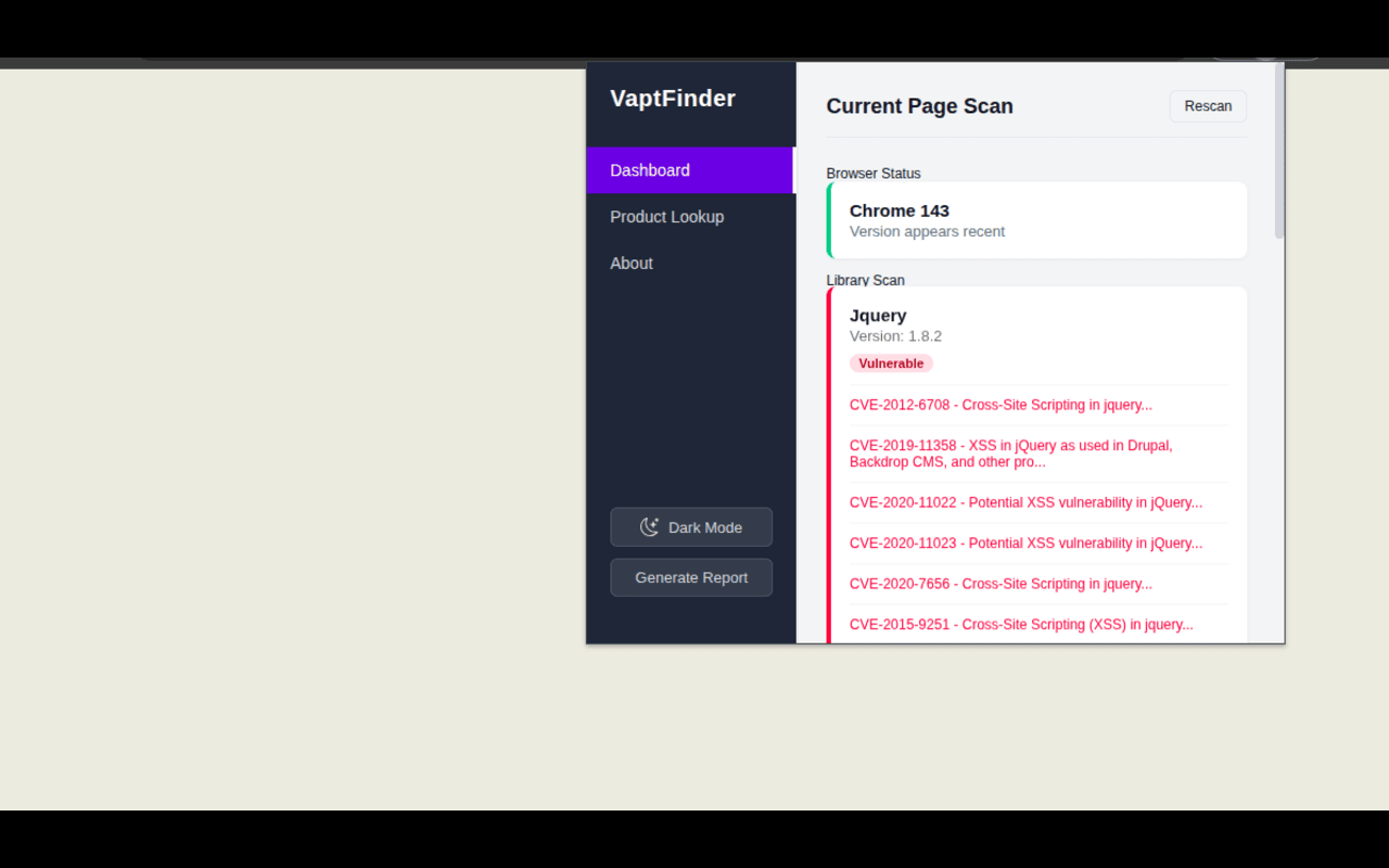 VaptFinder: Vulnerability & Library Detector - 截图 2