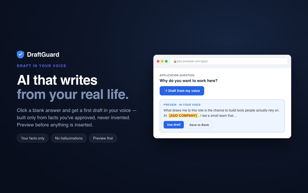 DraftGuard: Form Saver, Crash Recovery & AI Answers in Your Voice - 截图 4